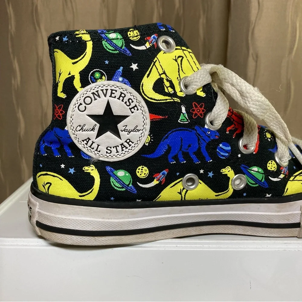 Converse Chuck Taylor All Star Junior Kid's 13 Black Dino High Tops Lace Up